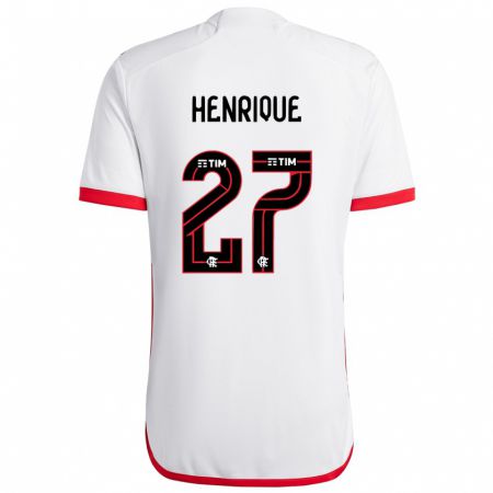 Kandiny Kinderen Bruno Henrique #27 Wit Rood Uitshirt Uittenue 2024/25 T-Shirt