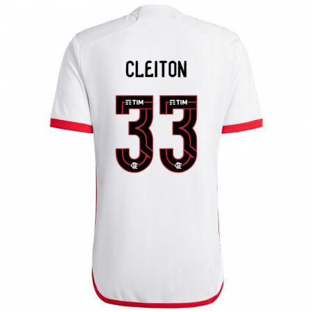 Kandiny Bambino Maglia Cleiton #33 Bianco Rosso Kit Gara Away 2024/25 Maglietta