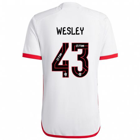 Kandiny Kinderen Wesley #43 Wit Rood Uitshirt Uittenue 2024/25 T-Shirt