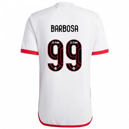 Kandiny Bambino Maglia Gabriel Barbosa #99 Bianco Rosso Kit Gara Away 2024/25 Maglietta