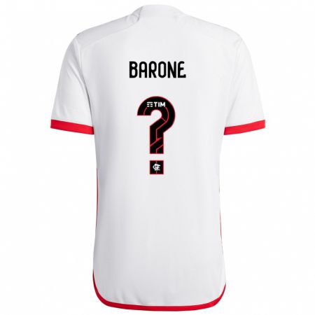 Kandiny Bambino Maglia Caio Barone #0 Bianco Rosso Kit Gara Away 2024/25 Maglietta