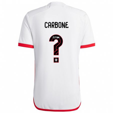 Kandiny Bambino Maglia Carbone #0 Bianco Rosso Kit Gara Away 2024/25 Maglietta