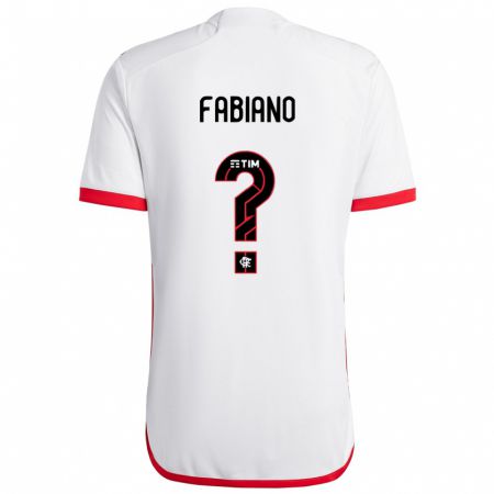 Kandiny Bambino Maglia Fabiano #0 Bianco Rosso Kit Gara Away 2024/25 Maglietta