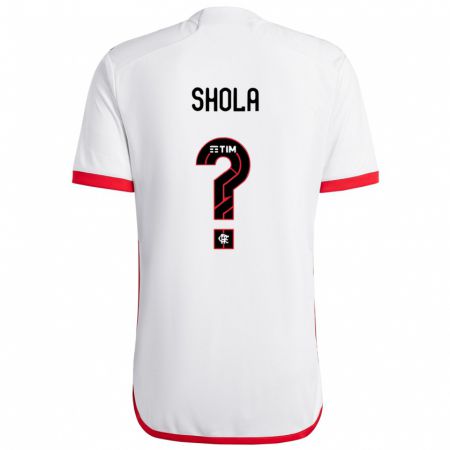 Kandiny Bambino Maglia Ogundana Shola #0 Bianco Rosso Kit Gara Away 2024/25 Maglietta