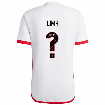 Kandiny Bambino Maglia Felipe Lima #0 Bianco Rosso Kit Gara Away 2024/25 Maglietta