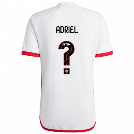 Kandiny Bambino Maglia Adriel #0 Bianco Rosso Kit Gara Away 2024/25 Maglietta