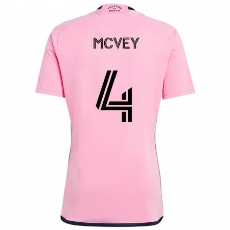 Kandiny Hombre Camiseta Christopher Mcvey #4 Rosa 1ª Equipación 2024/25 La Camisa