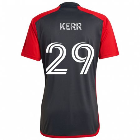 Kandiny Heren Deandre Kerr #29 Grijs Rood Thuisshirt Thuistenue 2024/25 T-Shirt