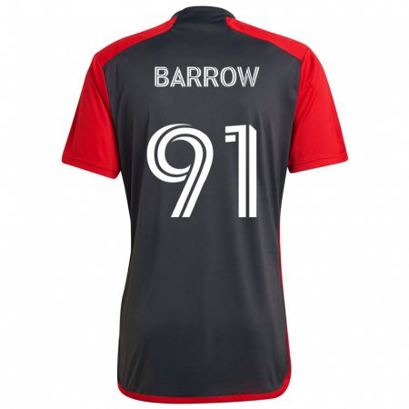 Kandiny Heren Dékwon Barrow #91 Grijs Rood Thuisshirt Thuistenue 2024/25 T-Shirt