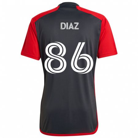 Kandiny Heren Alec Díaz #86 Grijs Rood Thuisshirt Thuistenue 2024/25 T-Shirt België