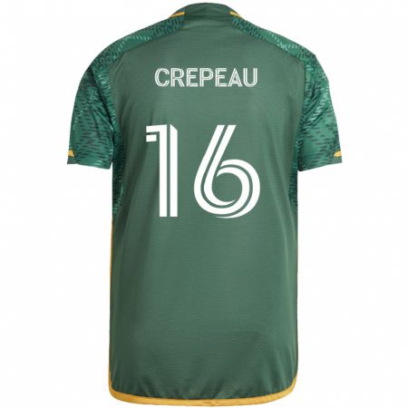 Kandiny Hombre Camiseta Maxime Crépeau #16 Verde Naranja 1ª Equipación 2024/25 La Camisa