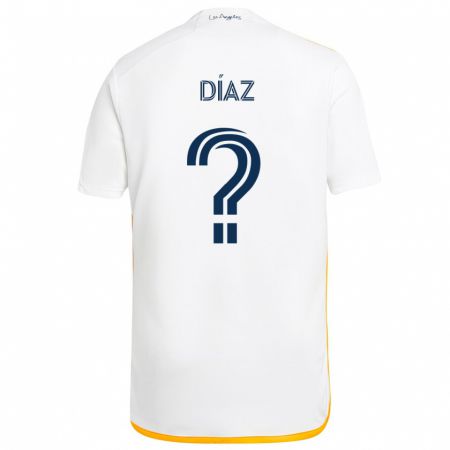 Kandiny Uomo Maglia Carlos Díaz #0 Bianco Giallo Kit Gara Home 2024/25 Maglietta