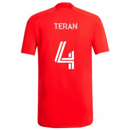 Kandiny Heren Carlos Terán #4 Rood Wit Thuisshirt Thuistenue 2024/25 T-Shirt