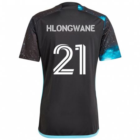 Kandiny Heren Bongokuhle Hlongwane #21 Zwart Blauw Thuisshirt Thuistenue 2024/25 T-Shirt België