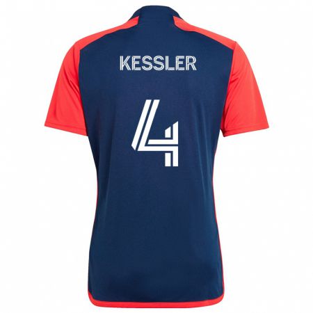 Kandiny Heren Henry Kessler #4 Blauw Rood Thuisshirt Thuistenue 2024/25 T-Shirt België