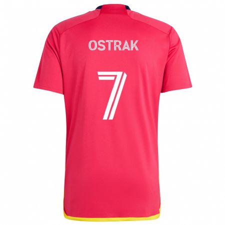 Kandiny Herren Tomás Ostrák #7 Rot Blau Heimtrikot Trikot 2024/25 T-Shirt Österreich