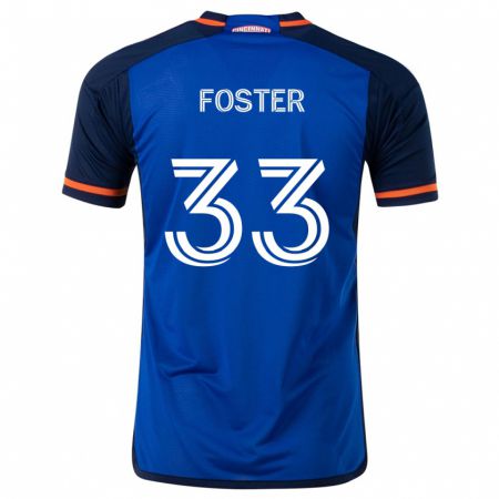 Kandiny Uomo Maglia Isaiah Foster #33 Blu Bianco Kit Gara Home 2024/25 Maglietta