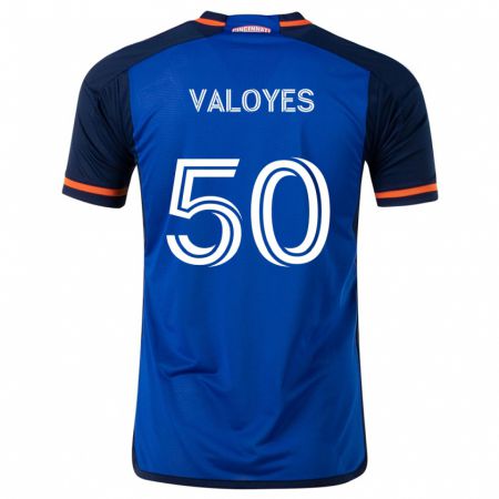 Kandiny Hombre Camiseta Yeiner Valoyes #50 Azul Blanco 1ª Equipación 2024/25 La Camisa