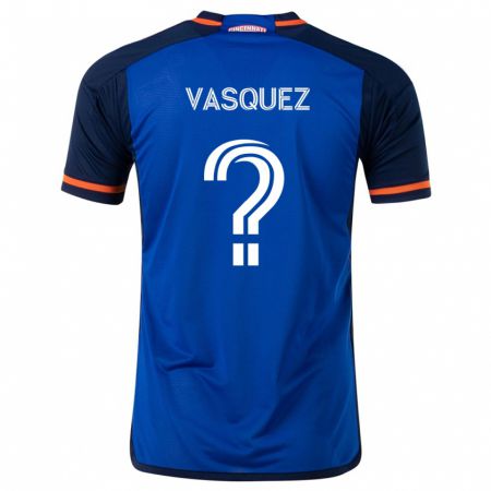 Kandiny Hombre Camiseta Bryan Vásquez #0 Azul Blanco 1ª Equipación 2024/25 La Camisa