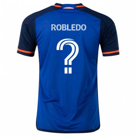 Kandiny Hombre Camiseta Harrison Robledo #0 Azul Blanco 1ª Equipación 2024/25 La Camisa