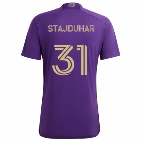 Kandiny Uomo Maglia Mason Stajduhar #31 Viola Giallo Kit Gara Home 2024/25 Maglietta