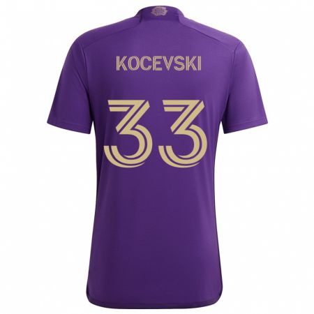 Kandiny Uomo Maglia Jeorgio Kocevski #33 Viola Giallo Kit Gara Home 2024/25 Maglietta