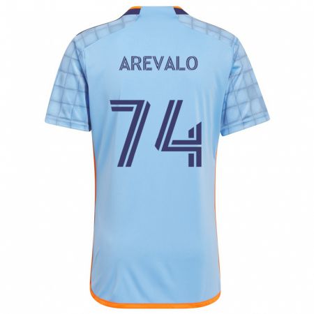 Kandiny Hombre Camiseta Ronny Arévalo #74 Azul Naranja 1ª Equipación 2024/25 La Camisa