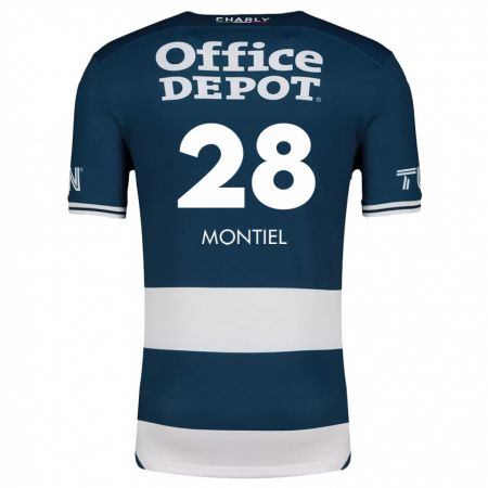 Kandiny Herren Elías Montiel #28 Blau Weiss Heimtrikot Trikot 2024/25 T-Shirt Österreich