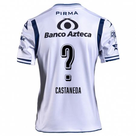 Kandiny Hombre Camiseta Christian Castañeda #0 Blanco Azul Marino 1ª Equipación 2024/25 La Camisa