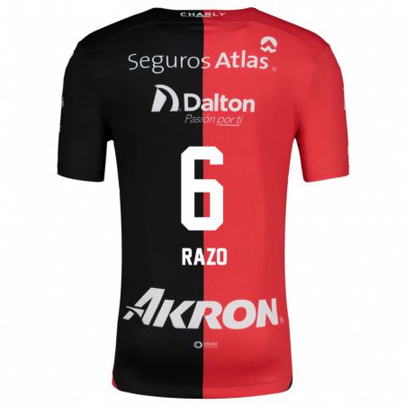 Kandiny Hombre Camiseta Valeria Razo #6 Negro Rojo 1ª Equipación 2024/25 La Camisa