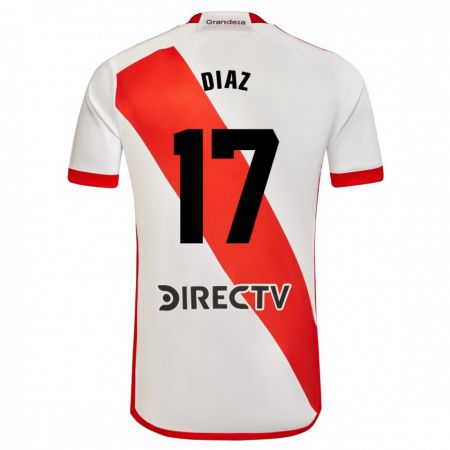 Kandiny Heren Paulo Díaz #17 Wit Rood Thuisshirt Thuistenue 2024/25 T-Shirt België