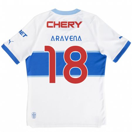 Kandiny Uomo Maglia Alexander Aravena #18 Bianco Blu Kit Gara Home 2024/25 Maglietta