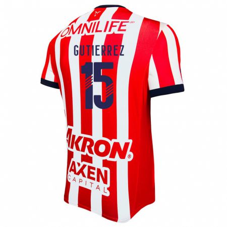 Kandiny Heren Érick Gutiérrez #15 Rood Wit Blauw Thuisshirt Thuistenue 2024/25 T-Shirt België