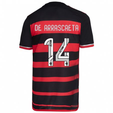 Kandiny Heren Giorgian De Arrascaeta #14 Rood Zwart Thuisshirt Thuistenue 2024/25 T-Shirt België