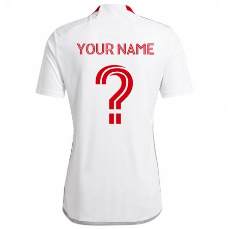 Kandiny Uomo Maglia Il Tuo Nome #0 Bianco Rosso Kit Gara Away 2024/25 Maglietta