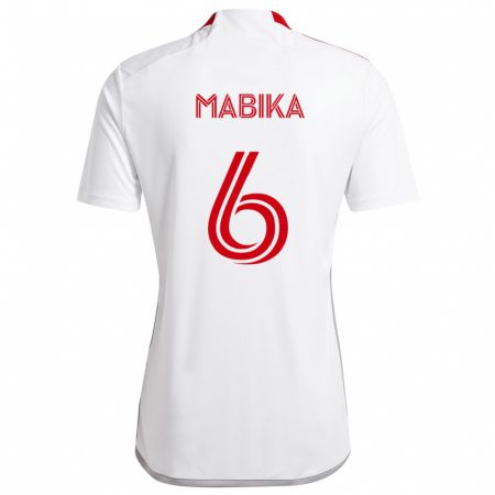 Kandiny Uomo Maglia Aimé Mabika #6 Bianco Rosso Kit Gara Away 2024/25 Maglietta