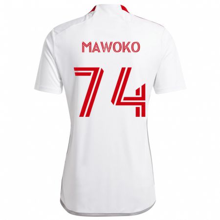 Kandiny Uomo Maglia Kundai Mawoko #74 Bianco Rosso Kit Gara Away 2024/25 Maglietta