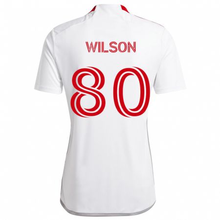 Kandiny Uomo Maglia Shafique Wilson #80 Bianco Rosso Kit Gara Away 2024/25 Maglietta