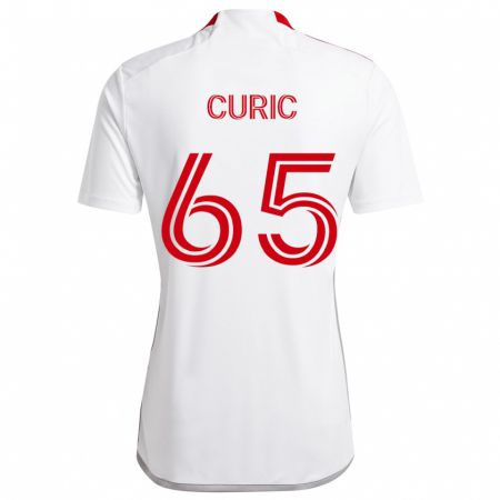 Kandiny Uomo Maglia Antony Curic #65 Bianco Rosso Kit Gara Away 2024/25 Maglietta