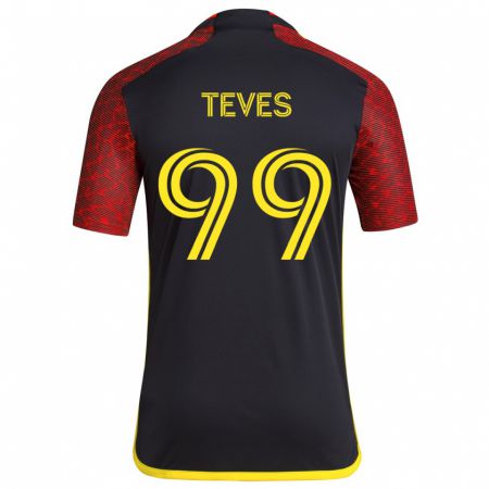 Kandiny Uomo Maglia Dylan Teves #99 Rosso Nero Kit Gara Away 2024/25 Maglietta