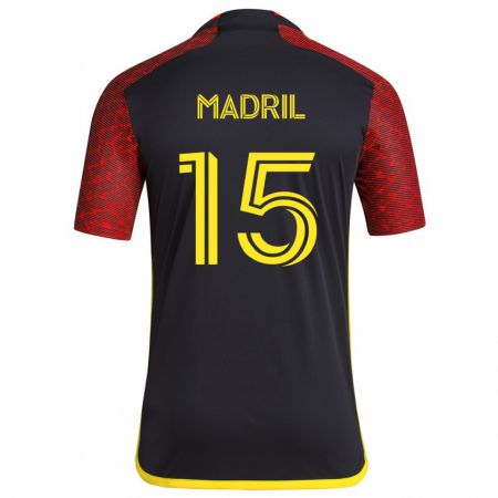 Kandiny Uomo Maglia Emily Madril #15 Rosso Nero Kit Gara Away 2024/25 Maglietta