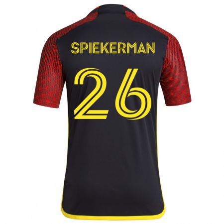 Kandiny Uomo Maglia Stephanie Spiekerman #26 Rosso Nero Kit Gara Away 2024/25 Maglietta