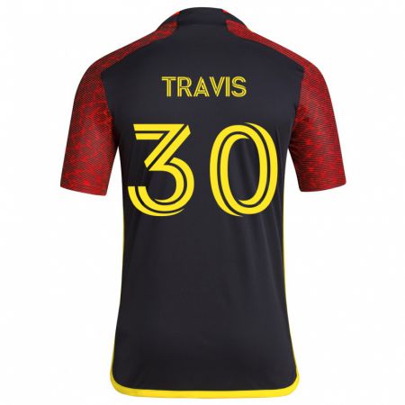 Kandiny Uomo Maglia Riley Travis #30 Rosso Nero Kit Gara Away 2024/25 Maglietta