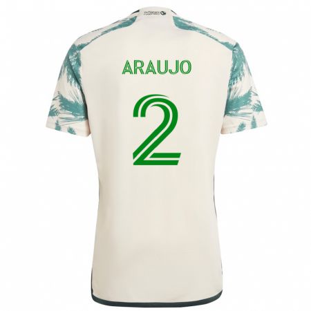 Kandiny Uomo Maglia Miguel Araujo #2 Marrone Beige Kit Gara Away 2024/25 Maglietta