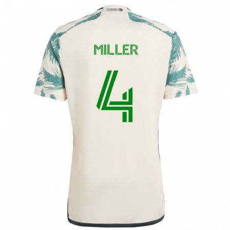 Kandiny Uomo Maglia Kamal Miller #4 Marrone Beige Kit Gara Away 2024/25 Maglietta