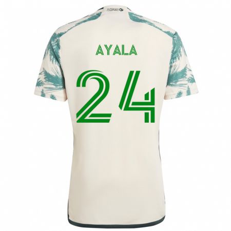 Kandiny Uomo Maglia David Ayala #24 Marrone Beige Kit Gara Away 2024/25 Maglietta