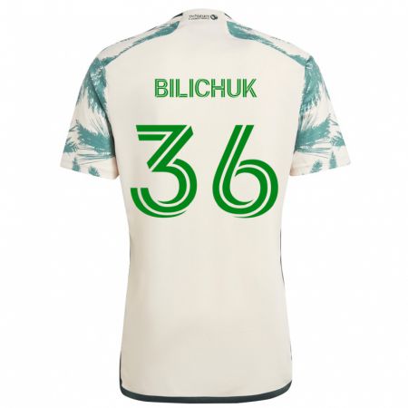 Kandiny Hombre Camiseta Ryan Bilichuk #36 Beige Marrón 2ª Equipación 2024/25 La Camisa México