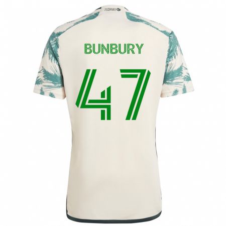 Kandiny Uomo Maglia Mataeo Bunbury #47 Marrone Beige Kit Gara Away 2024/25 Maglietta