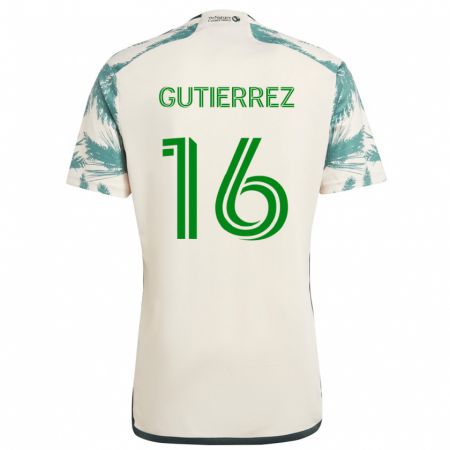 Kandiny Heren Diego Gutiérrez #16 Beigebruin Uitshirt Uittenue 2024/25 T-Shirt