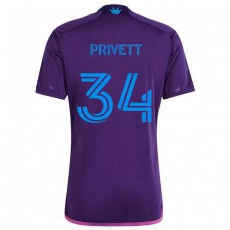 Kandiny Uomo Maglia Andrew Privett #34 Viola Blu Kit Gara Away 2024/25 Maglietta